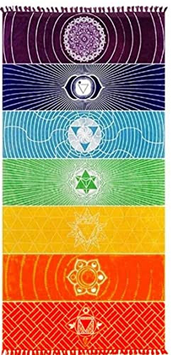 Regenbogen Chakra Tapestry Tuch Yoga Matte Sonnencreme Schal Tapisserie Hippie Streifen Zigeuner Reise Yoga Matte Tapisserie