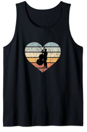Bassist Bassgeige Jazz Musiklehrer Retro Herz Kontrabass Tank Top