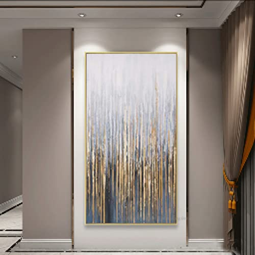 Pintura de pared grande sobre lienzo Óleo dorado Arte abstracto vertical Cuadros decorativos para sala de estar Decoración de pared Pintura 70x140cm (28x55in) Sin marco