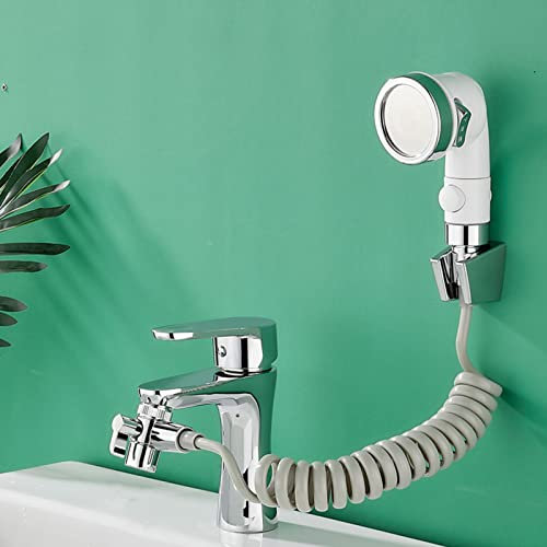 BiaoTeng pommeau douche pour lavabo douchette de salle de bain pommeau de douche avec tuyau de douche à main d'évier pour l'évier de lavage de cheveux,blanche