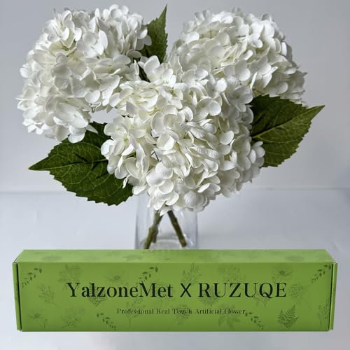 YalzoneMet Künstliche Hortensien, 53,3 cm, fühlen Sich echt an, für Hochzeitstische, Tafelaufsätze, künstliche Blumen für Party, Zuhause, Küche, Dekoration, 3 Stück