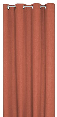 Haus und Deko Vorhang 140 x 245 cm Terracotta in Leinen-Optik Struktur, blickdichter Ösenvorhang mit Metall-Ösen, klassich Elegante Übergardine mit 15 verschiedenen modernen Farben