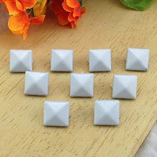 100 Stück 9 mm Pyramidennieten und Nieten Punk DIY Metall Quadratische Nieten Nieten und Spikes für Kleidung Schuhe Taschen Zubehör - (Farbe: Weiß)