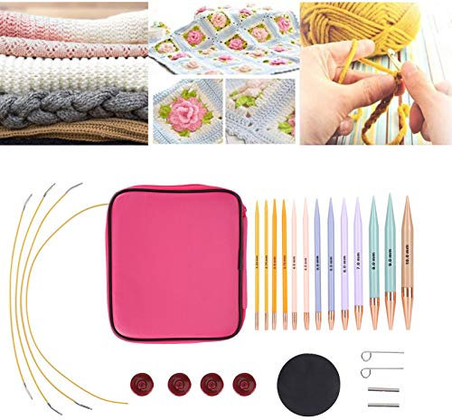 13 Pairs Interchangeable Knitting Needle Set 2.75mm-10mm, Circular Knitting Needles Set Crochet Hooks Set Yarn Knitting Needles with Storage Case for Weaving Tools Kits