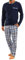 sesto senso Pigiama Uomo Cotone Lungo 100% Cotone Biancheria Invernale da Notte Pigiami Due Pezzi Lingerie Maniche Lunghe Pantaloni Lunghi Blu Scuro 3XL Jasiek 2188/17
