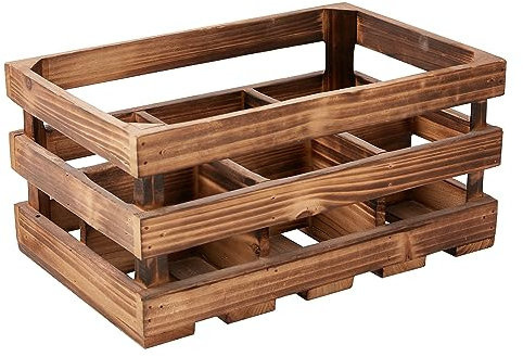 Sintosin Rustic 6 Bottle Wood Wine Racks Countertop, 13 x 8 inch Burning Finished Bottle Caddy, Handmade Farmhouse Wooden Wine Crates, Bottle Holder Decorative for Milk, Gifts for Wine Lovers