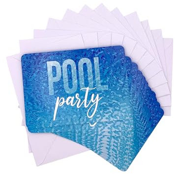 Friendly Fox Einladung Poolparty, 12x Einladungskarten zum Poolparty Kinder Geburtstag Jungen Mädchen Teenager, Einladung Party im Schwimmbad, Aqua Park oder Beach Club