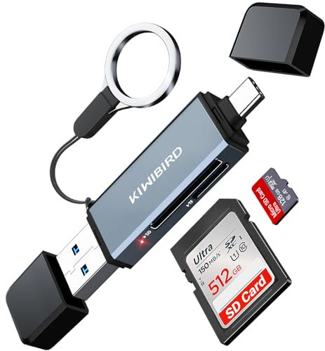 KiWiBiRD Lecteur de Carte SD USB C 3.1 Adaptateur Micro SD vers USB 3.0 Type c OTG pour Cartes SDHC SDXC Micro SD UHS-I Compatible avec iPhone 15 Plus Pro Max MacBook iPad iMac Galaxy S24 S23 Android