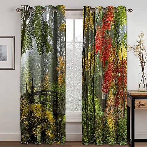 Vorhänge Kinderzimmer Junge 3D Fashion Art Dschungel Holzbrücke Vorhänge Jungen Kinder Mädchen 200x214 Cm Vorhänge Blickdicht Dekor Schlafzimmer, Verdunkelungs Fenster Vorhang Panels, Gardinen Mit Ö
