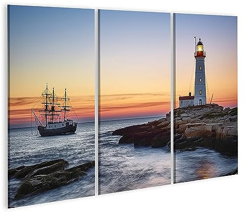 islandburner Bild auf Leinwand Schiff Leuchtturm Schiff Leuchtturm Bilder Wandbilder Poster JDRA-3P