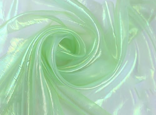 Organzastoff zum Nähen Meterware, 200cm x 150cm Bunte Glitzer Organza Tüllstoff Tüll Dekostoff zum DIY Basteln Bekleidung Tüllrock Gardine Schals Vorhänge Tischdecken Hochzeit Party Deko,Babygrün