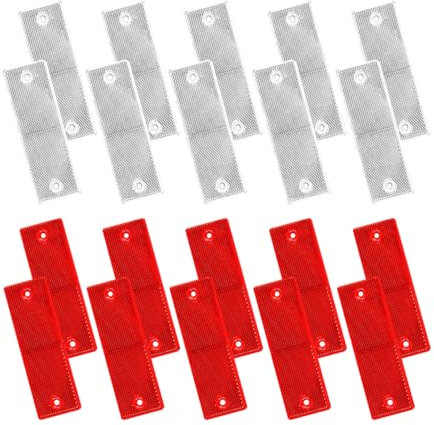 JNNJ 20Pcs LKW Eckig Reflektoren, Bohren Selbstklebende Reflektoren, Sicherheitswarnung Rückstrahler Universal für Auto Anhänger Motorrad Wohnwagen Van