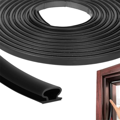 XOUDKE 6M Blanco Goma Burlete Puerta Tiras Sellado Ventana,Autoadhesivo PVC Junta Cinta Insonorizar Aislante Frio para Marcos de Puertas Entrada Casa,Puerta Corredera Madera Aluminio, Puerta Coche