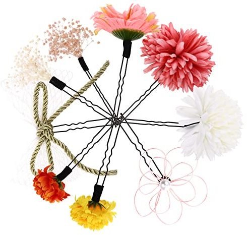 minkissy 2sätze Kimonokopfschmuck Mit Teilen Japanischer Stil Haarschmuck Für Damen Dekorative Blumenhaarreif Für Besondere Anlässe Elegant Und Langlebig Für Hochzeiten Und