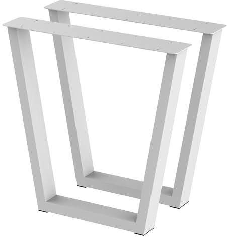 BK Styl 2 x Tischbeine aus Metall V2-Form | Tischgestell aus 80x40mm Profilen | Tischbeine Schreibtischbank Möbelbeine, Industrie, Loft-Tischgestell (715x720mm White)
