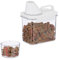 Relaxdays Futter Aufbewahrungsbox, Messbecher, luftdichter Deckel, 1,1 l, Trockenfutter, Müsli, Waschpulver, transparent