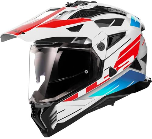LS2 Motocrosshelme Pioneer II Namib white blue red XS