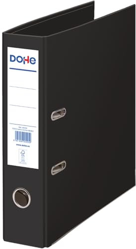 DOHE Umweltfreundlicher 2 Ringen-Kapazität 520 Blatt, Format Folio 29 x 35 cm, Rücken 7 cm mit Kartenfach, einfaches Öffnen des Hebels, Büromaterial-Schwarz Ökologischer Ordner ECOFILE, Karton Metall