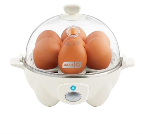 Dash Rapid Egg Cooker, 7 Hard Boiled Eggs, Cream | Electric Egg Poacher, Boiler, Steamer & Omelette Maker Machine, Soft or Poached Eggs for Breakfast, Auto Shut-Off, BPA-Free