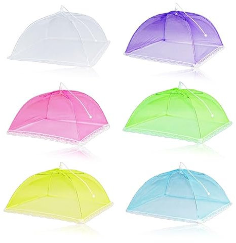 YUDAWN Fliegenhaube, 6 Stück Faltbare Fliegenschirm Kuchenabdeckung Lebensmittel Abdeckung Fruchtfliegenhaube Fliegenabdeckung Speiseschirm für Essen Obst BBQ (12inch)