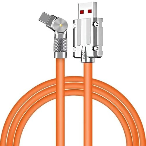 120W 6A High-Speed Ellbogen USB Typ-C Ladekabel, weiches Silikon, Datenübertragung, 80W Power Delivery, kompatibel mit Samsung S23/S22, Xiaomi/Redmi K50/P60/P40 Telefonen