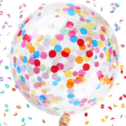 AUNGCSHE 4 Konfetti Luftballon Bunt, 36 Zoll Riesen Luftballons, XXL Luftballon, Luftballons Geburtstag, Latex Balloons, Party Decoration für Hochzeit Geburtstag Babyparty Baby Shower