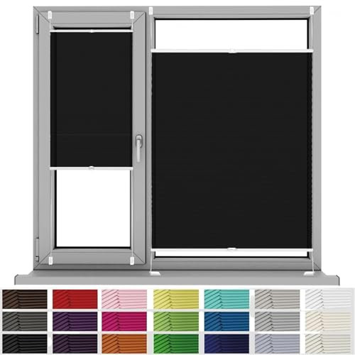 Plissee Plisseerollo Klemmfix Ohne Bohren 52 x 100 cm, Plissee Ohne Bohren Nach Maß, Faltrollo Lichtdurchlässig Rollo, Plisseerollo Rollo Jalousie, für Fenster & Tür, Schwarz