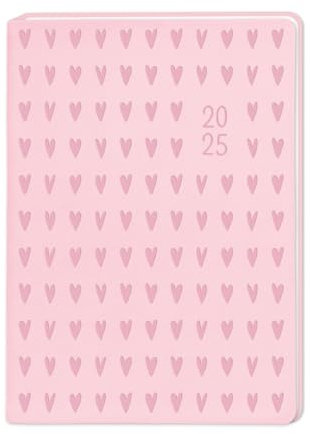 Terminplaner Lederlook - rosa A6 - Taschenkalender 2025 - Grafik Werkstatt - Buchkalender mit Lesebändchen und feiner Prägung auf der Titelseite - 1 Woche auf 2 Seiten - 11 cm x 15,5 cm