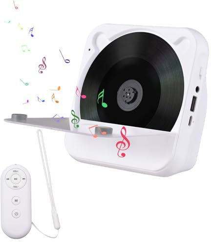 summina CD-Player mit Bluetooth-Fernbedienung, tragbarer CD-Player für zu Hause, LED-Display, integrierte HiFi-Stereo-Sound-Lautsprecher, UKW-Radio, U-Disk/AUX