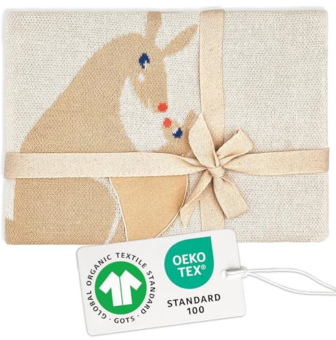 Merle Toys® Premium Babydecke Baumwolle, 100% Bio - GOTS & Oeko-TEX Zertifizierte Strickdecke, Baby Decke für Neugeborenen, Geschenk zur Geburt Junge & Mädchen, Kuscheldecke Baby, Abenteuerfreunde 3D