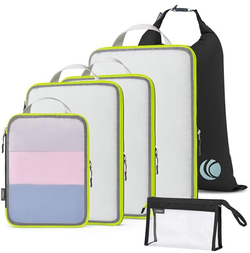 Cipway Bolsas Compresion Viaje, Malla Ligero Bolsas de Viaje Organizador para la Mochila Maletas de Almacenamiento en el Hogar(Negro, 6 Unidades)