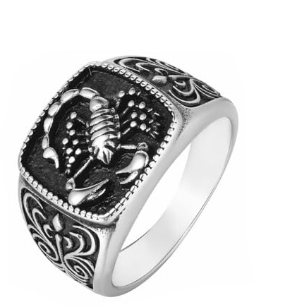 HIJONES Damen Herren Personalisierter Retro Skorpion Ring Edelstahl Hochglanz Konstellation Band Ring Schmuck Silber Größe 60 (19.1)