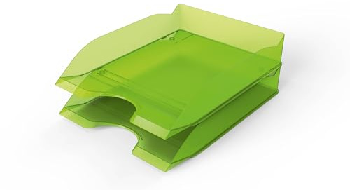 Durable Letter Tray Basic A4, Set of 6, Lime Green, Stackable | Desktop Paper Tray, Fully Modular Design, High Gloss Flinish, Keeps Documents Organised, Made in Germany