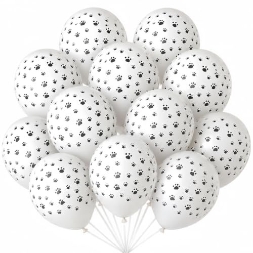 Dog Paw Print Balloons, Cute Puppy Pet Theme Birthday Latex Balloons for Boys Girls, Black White Dog Party Decorations Supplies for Kids Children Dogs Lover Farm Animal Theme Baby Shower Party Decor