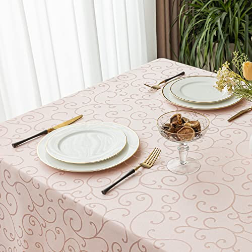 Romanstile Tovaglia Compleanno Rosa 180x140 Rettangolare Antimacchia Jacquard Tovaglie Elegante per Primaverile Pasqua Interno Feste Valentino Giardino Esterno,Picnic,Idrorepellente, 6-8 Posti