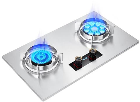 Cuisinière À Gaz 2 Brûleurs, Minuterie De 180 Minutes (bilatérale Indépendante), Dispositif De Protection Contre Les Flammes Accidentelles, 5,2 KW For La Maison, La Cuisine, Le Camping, Le Jardin, La