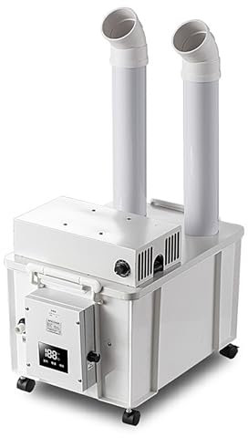 GUHPZA Humidificadores para Habitaciones Grandes con Ruedas, Humidificador De Acero Inoxidable con Ventilador Industrial Resistente Al Agua Ip68, Humidificador De Aire Inteligen