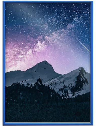 RAWWEST.BIS Alu Bilderrahmen 70x100 cm mit schnellem Montage-System Plakatrahmen, Alurahmen mit Acrylglas Rahmen aus Aluminium für Bilder Poster Fotos Posterrahmen Fotorahmen, Blau