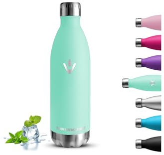 Borraccia- 1 litro- Borraccia Termica, Senza BPA, Borraccia Acciaio Inox, Senza Perdite, Borracce Termiche, Acciaio Inossidabile 18/8, Borracce per Fitness, Viaggio, Corsa, Escursionismo, Campeggio