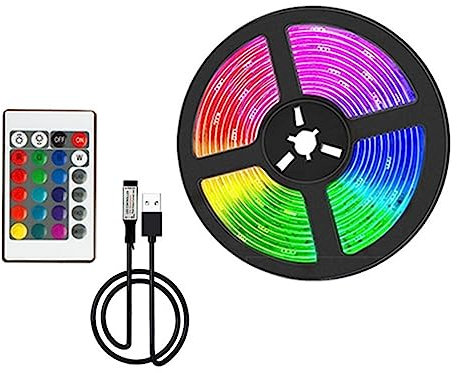 AEPQBGQJ Bande lumineuse LED Bluetooth avec contrôle infrarouge RGB5050 - Synchronisation de la musique - Lampe flexible 5 V pour TV - Décoration de Noël - Cadeau - Ensemble complet de 24 touches