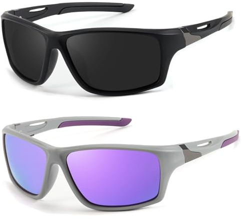 Myiaur 2er Pack Fahrradbrille für Damen & Herren Polarisiert Sportbrille mit UV400 Schutz für Radfahren, Laufen & Outdoor