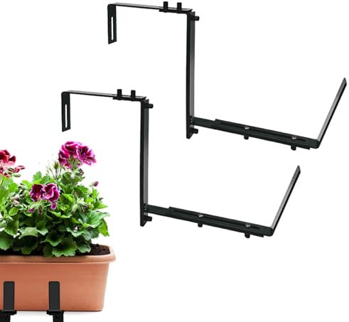 Jukeoiu Pflanzkastenhalterungen, Blumenkasten-Halterung, 2 Stück Verstellbare Blumentopfhalter, Robuste Fenster-Blumenkastenhalterungen, Ideal Für Fensterbank, Balkon, Garten Und