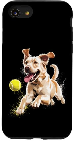 Gelber Labrador-Hund, der Tennisball jagt Hülle für iPhone SE (2020) / 7 / 8