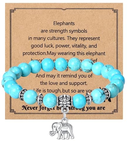 XIANNVXI Bracelet éLéPhant Cadeau éLéPhant Pour Femme Bracelet En Perles De Cristal Naturel De 8mm Pour Souhaiter Un Prompt RéTablissement Un Anniversaire Ou NoëL à Maman