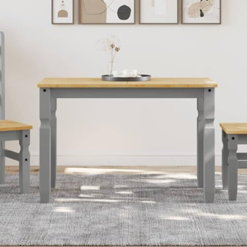 Esstisch Corona Grau 112x60x75 cm aus massivem Kiefernholz, robuster Holztisch für Küche und Esszimmer, modernes Design