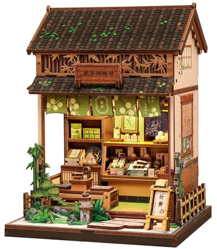 Fsolis Book Nook Japan Booknook Bausatz für Erwachsene, 3D-Holzpuzzles Buchecke, DIY-Miniaturhaus-Set, Puppenhaus, Bücherregal, Dekoration, Schreibtisch-Ornament (Kanmi-dokoro Kurihara)