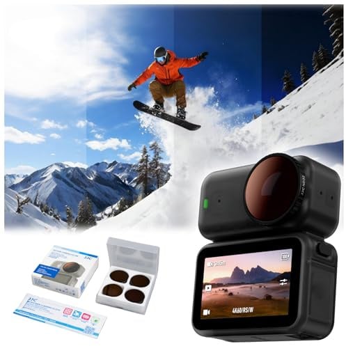 JJC Osmo Nano ND Filter Set 4 Teilig ND8 ND16 ND32 ND64 Filter Zubehör | ND 8 16 32 64 Graufilter zum Aufschrauben, Mehrfach-Vergütet HD-Optikglas mit Filteretui & Reinigungstuch für Vlogging