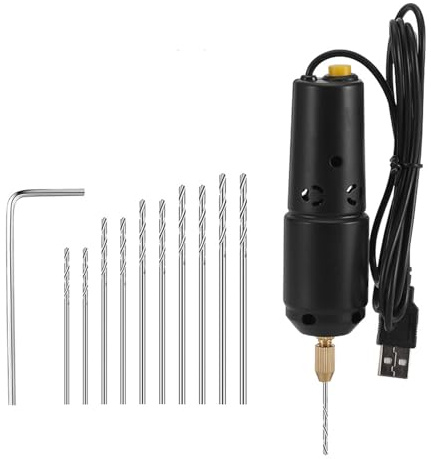 OVAQUIXI Electric Mini Drill Pen with 10pcs Drills Bits, Micro Drill Set for Jewelry Making Wood Resin Plastic