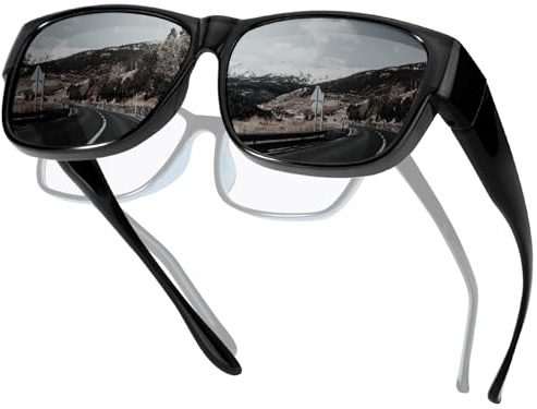 SIPHEW Überzieh Sonnenbrillen polarisiert für Damen und Herren, Groß-Überbrille für Brillenträger mit UV400 Schutz, runde Form passend über normale Brillen