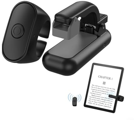 HEIBTENY Tragbarer Seiten-Klicker für Kindle, Paperwhite, EReader, Kamera-Fernauslöser, kabellose Seite für Turner für iPhone, iPad, Android-Tablets, zum Lesen von Romanen (schwarz)